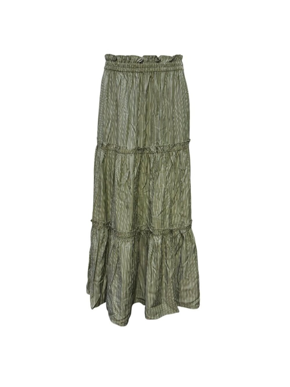 Tuckernuck Green & White Striped Tiered Maxi Skirt Size S